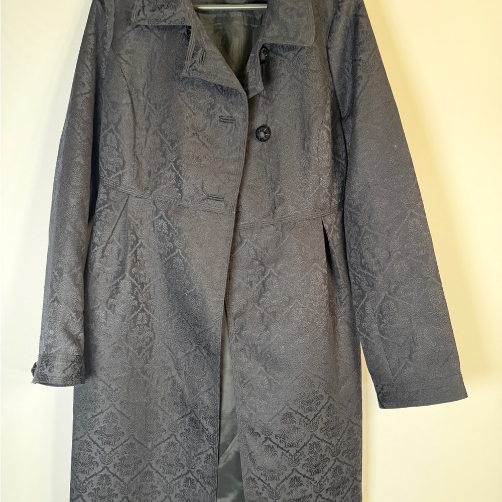 Arden B Dark Gray Jacquard Trench Coat
